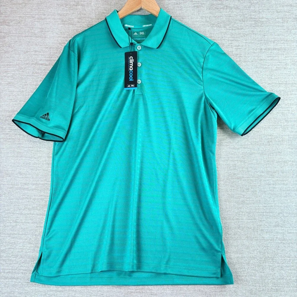 BRAND NEW Adidas Golf Mens Climacool Club Tipped Polo Shirt Teal Green M NWT
